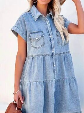 Grace + Karma Denim Button-Down Dress Women’s size Medium Coastal Cowgirl